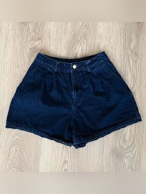 ZARA Navy blue denim shorts with lace trim